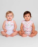 Macacao Bebe Suedine Menina Estampado e Liso Kit Macacão Suedine Algodao Floral 2 Pecas