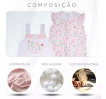 Macacao Bebe Suedine Menina Estampado e Liso Kit Macacão Suedine Algodao Floral 2 Pecas