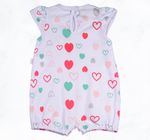 Macacao Bebe Menina Suedine Curto Estampado e Liso Kit Macacão Suedine Verao Algodao Corações 2 Pç