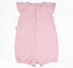 Macacao Bebe Suedine Menina Curto Estampado e Liso Kit Macacão Suedine Algodao Bolinhas e Flor 2 Pç