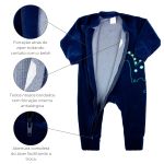 Macacao Bebe Menino Plush Estampado e Liso Kit Macacão Plush Menino Dinossauros 2 Peças