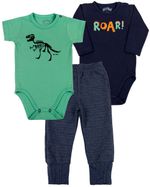Kit Body e Culote Bebê Cotton e Malha Trabalhada Roar!