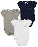 Kit Body Bebê Cotton Menina Meia Manga Cores 3 Peças