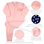 Macacao Bebe Menina Plush Estampado e Liso Kit Macacão Plush Menina Flores 2 Peças