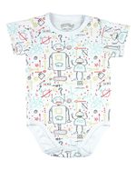 Kit Body Bebê Menino Suedine Estampado Robôs e Estrelas