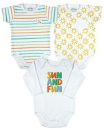 Kit Body Bebê Menino Suedine Listrado e Estampado Sun and Fun