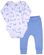 Pijama Bebê Body Suedine Estampado Calça Ribana