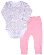 Pijama Bebê Body Suedine Estampado Calça Ribana