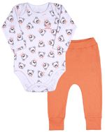 Pijama Bebê Body Suedine Estampado Calça Ribana
