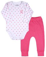 Pijama Bebê Body Suedine Estampado Calça Ribana