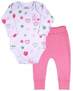Pijama Bebê Body Suedine Estampado Calça Ribana