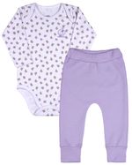 Pijama Bebê Body Suedine Estampado Calça Ribana