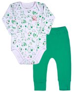 Pijama Bebê Body Suedine Estampado Calça Ribana