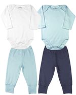 Kit Bebê 4 Peças - 2 Body ML e 2 Calças PR Cores