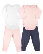 Kit Bebê 4 Peças - 2 Body ML e 2 Calças PR Cores