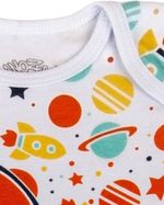 Conjunto Bebê Suedine Listrado e Estampado Foguetes