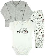 Conjunto Bebe Menino Suedine Mescla e Suedine Estampado Bichinhos
