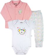 Conjunto Bebe Menina Suedine Liso e Suedine Estampado Ursinha Coala