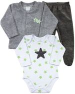 Conjunto Bebê Plush Laserwash e Suedine Estampado Estrelinhas