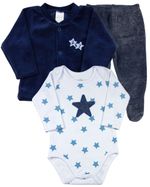 Conjunto Bebê Plush Laserwash e Suedine Estampado Estrelinhas