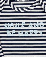 Conjunto Bebê Inverno Casaco Body e Calça Plush e Cotton Listrado Smile And Be Happy