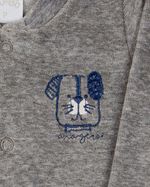 Conjunto Bebê Inverno Casaco Body e Calça Plush e Suedine Estampado Cachorrinhos