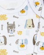 Conjunto Bebê Inverno Casaco Body e Calça Plush e Suedine Estampado Cachorrinhos