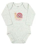 Conjunto Bebê Inverno Casaco Body e Calça Plush e Malha Canelada Caracol