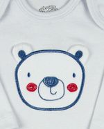 Conjunto Plush Bebe Menino Casaco Body e Culote Bordado Ursinho