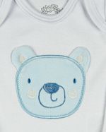 Conjunto Plush Bebe Menino Casaco Body e Culote Bordado Ursinho