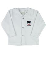 Conjunto Plush Bebe Menino Casaco Body e Culote Bordado Ursinho