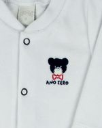 Conjunto Plush Bebe Menino Casaco Body e Culote Bordado Ursinho