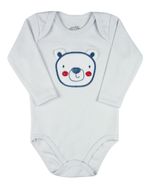 Conjunto Plush Bebe Menino Casaco Body e Culote Bordado Ursinho
