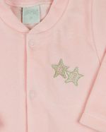 Conjunto Plush Bebe Menina Casaco Body e Culote Bordado Estrelas