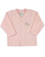Conjunto Plush Bebe Menina Casaco Body e Culote Bordado Estrelas
