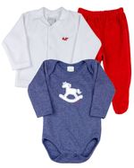 Conjunto Bebê Plush e Malha Canelada Blanc Cavalinho de Pau