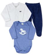 Conjunto Bebê Plush e Malha Canelada Blanc Cavalinho de Pau