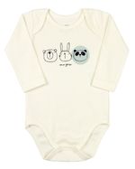 Conjunto Bebê Inverno Casaco Plush Trabalhado Calça Plush e Body Suedine Silk Screen 3 Bichinhos