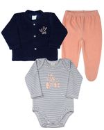 Conjunto Bebê Plush Ondulê, Suedine Listrado e Plush La Vie en Rose