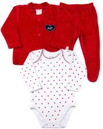 Conjunto Bebê Plush Ondulê e Suedine Estampado Corações