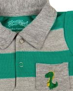 Conjunto Body Bebê Com Golinha de Piquet e Calça Suedine Bordado Dinossauro