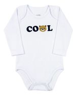 Conjunto Bebê Inverno Casaco Plush Listrado Calça Plush e Body Suedine Silk Screen Cool
