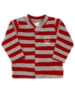 Conjunto Bebê Inverno Casaco Plush Listrado Calça Plush e Body Suedine Silk Screen Cool