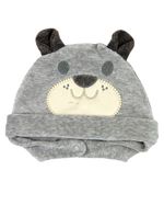 Touca de Bebe Plush com Botão Bordado de Ursinho