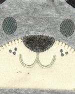 Touca de Bebe Plush com Botão Bordado de Ursinho