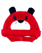 Touca de Bebe Plush com Botão Bordado de Ursinho