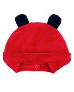 Touca de Bebe Plush com Botão Bordado de Ursinho