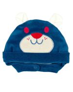 Touca de Bebe Plush com Botão Bordado de Ursinho