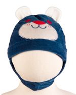 Touca de Bebe Plush com Botão Bordado de Ursinho