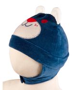Touca de Bebe Plush com Botão Bordado de Ursinho